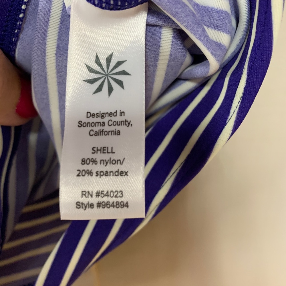 Athleta Gardenia Grove Blue Stripe Rash Guard S - Picture 4 of 6